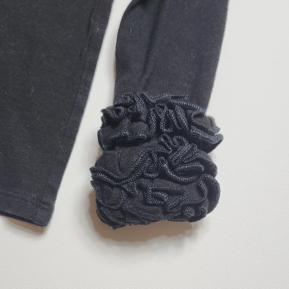 Cheeky Plum Black Long Sleeve with Ruffle Cuffs Kids Top